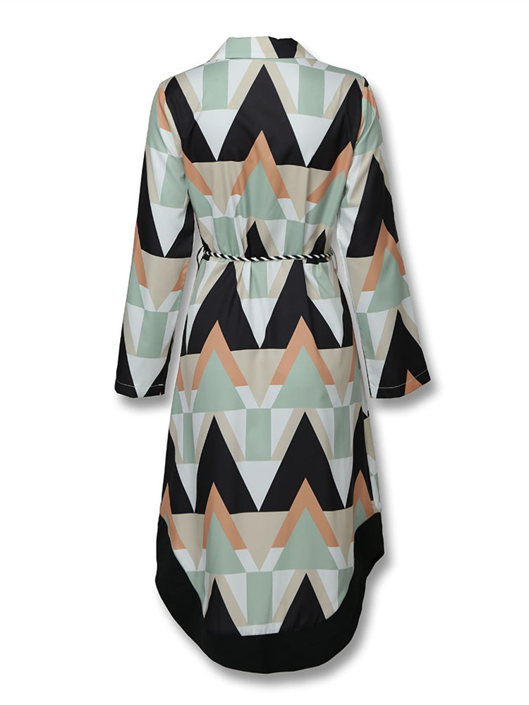 Summer Women Elegant Vacation Stylish Leisure Dress Female Slimming Colorblocked Geo Print Asymmetrical Casual Dress T200107