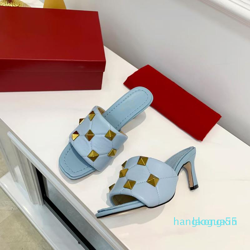 Women designer Sandals Roman Stud slide quilted nappa mules shoes 65mm and flat Sexy Wedding high heels shoes, Color 7
Women designer Sandals Roman Stud slide quilted nappa mules shoes 65mm and flat Sexy Wedding high heels shoes, Color 7