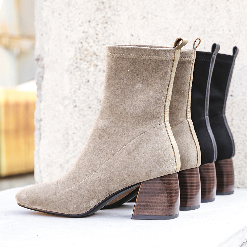 2021 New Spring Women's British-style Flock Booties Stretch Fashion Woman Boots 2-color Black Shoes 3GRB, Apricot.
2021 New Spring Women's British-style Flock Booties Stretch Fashion Woman Boots 2-color Black Shoes 3GRB, Apricot.
