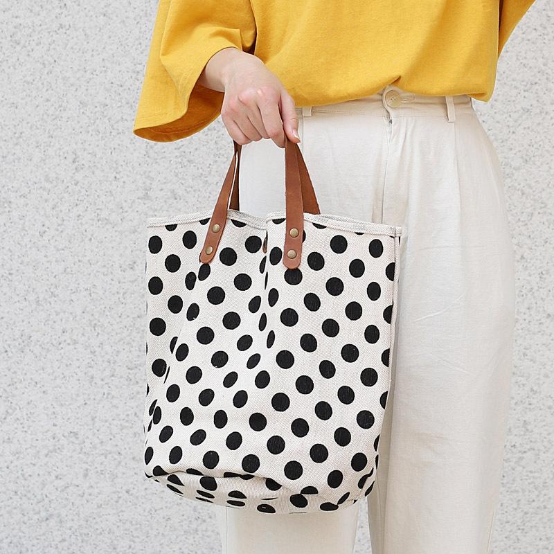 Fashion Dot Print Tote Handbag For Women Large Capacity Casual Shoulder Messenger Bag Soft Foldable Cotton Cloth Shopper Bags, Black
Fashion Dot Print Tote Handbag For Women Large Capacity Casual Shoulder Messenger Bag Soft Foldable Cotton Cloth Shopper Bags, Black