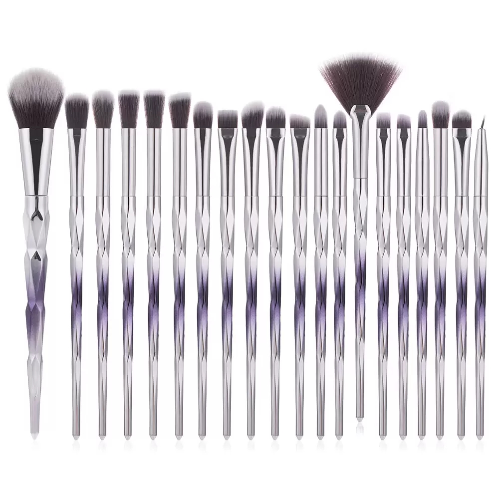 Makeup Brush Set 20pcs diamond gradient beauty tools to be used for Powder Eye Shadow Foundation Blend Blush Lip Brush Eyes Eyeliner Eyelash Eyebrow b