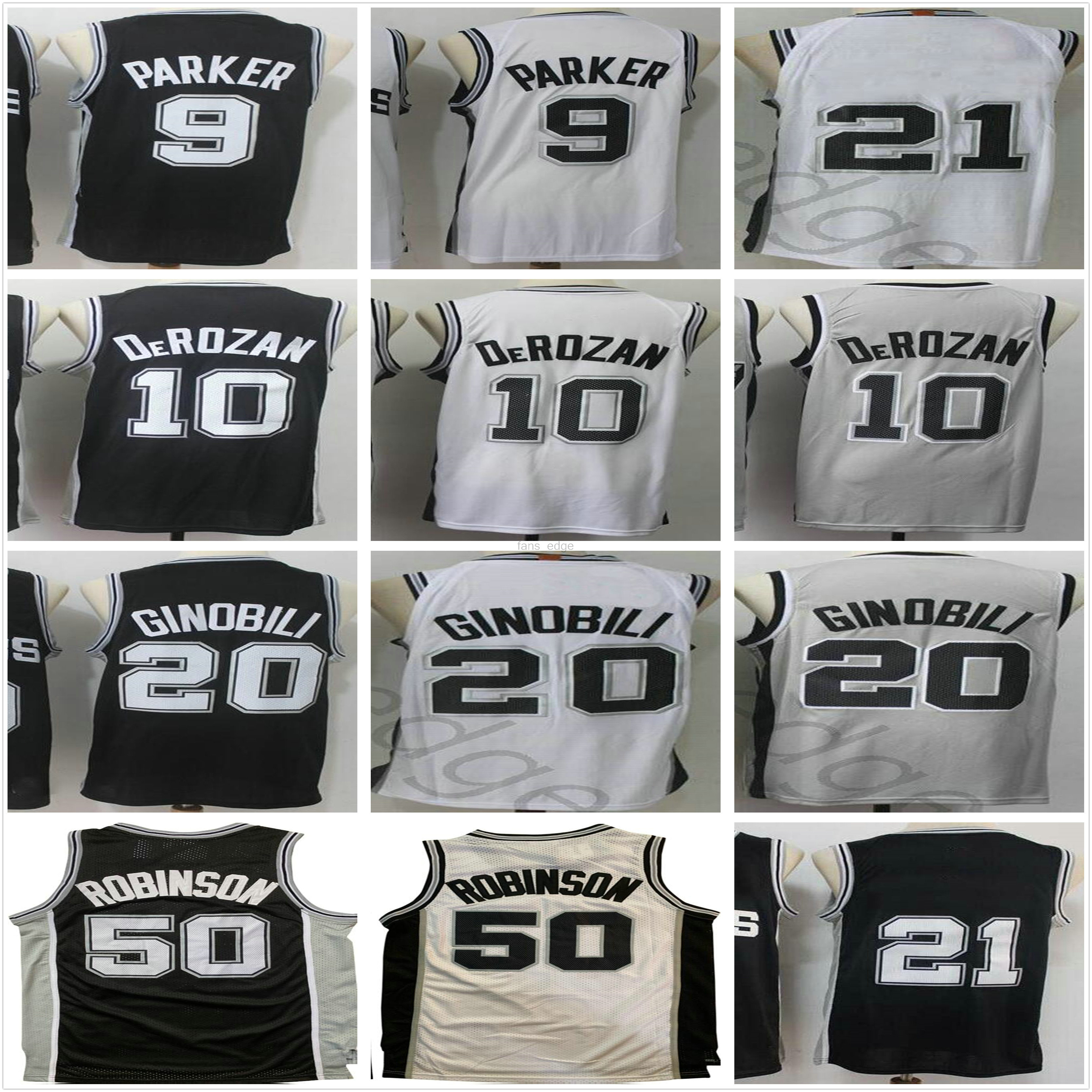 Retro Vintage David 50 Robinson Tony 9 Parker Manu 20 Ginobili Basketball Jerseys Black White Grey DeMar 10 DeRozan Jersey 
Retro Vintage David 50 Robinson Tony 9 Parker Manu 20 Ginobili Basketball Jerseys Black White Grey DeMar 10 DeRozan Jersey