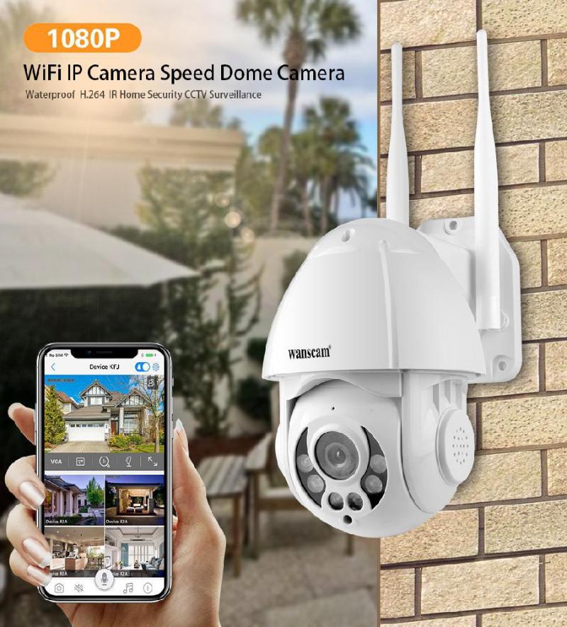 

1080P FHD Wireless PTZ WiFi IP Camera 4X Zoom Motion Detection Face Auto-Tracking IP66 Outdoor Night Vision IR 10m