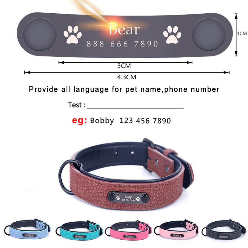 Dog Collars Custom Dog Collar Leash Set Leather Padded Engraved Personalized Leather Dog Collars And Leashes For Small Medium Large Dogs LJ201112 H250