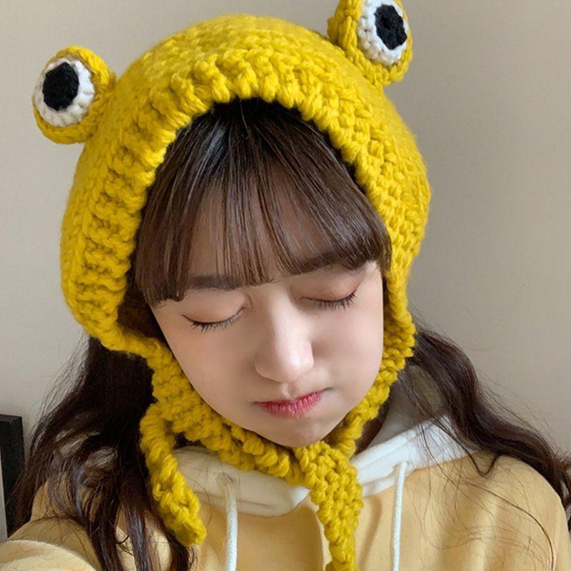 Women Men Cute Frog Eyes Weave Knitted Skullies Beanie Hat Solid Color Chunky Crochet Harajuku Winter Warm Earflap Cap, Gn
Women Men Cute Frog Eyes Weave Knitted Skullies Beanie Hat Solid Color Chunky Crochet Harajuku Winter Warm Earflap Cap, Gn