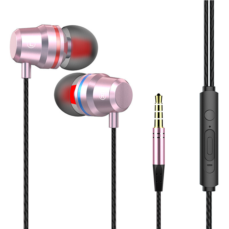 Metal Wired Earphones Super Bass Subwoofer Earphone 3.5mm Sport Earphone for Phone Tablet PC Computer with Microphone Handsfree Phone Call