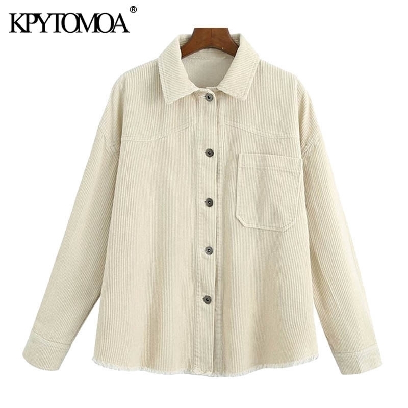 KPYTOMOA Women Fashion Pockets Oversized Corduroy Jacket Coat Vintage Long Sleeve Frayed Hem Female Outerwear Chic Tops 201017, As picture
KPYTOMOA Women Fashion Pockets Oversized Corduroy Jacket Coat Vintage Long Sleeve Frayed Hem Female Outerwear Chic Tops 201017, As picture