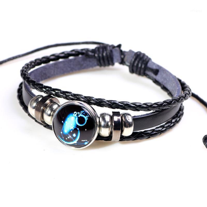 Charm Bracelets 12 Constellation Leather Woven Glass Buckle Bracelet Punk Style Personality Unisex Adjustable Size Cuir Homme1
Charm Bracelets 12 Constellation Leather Woven Glass Buckle Bracelet Punk Style Personality Unisex Adjustable Size Cuir Homme1