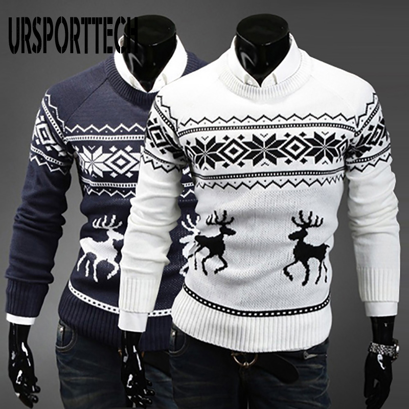 Autumn Thin Men Pullovers Deer Print Oversized Knitted Sweaters Unisex Man Woman Funny Ugly Christmas Sweater 201211
