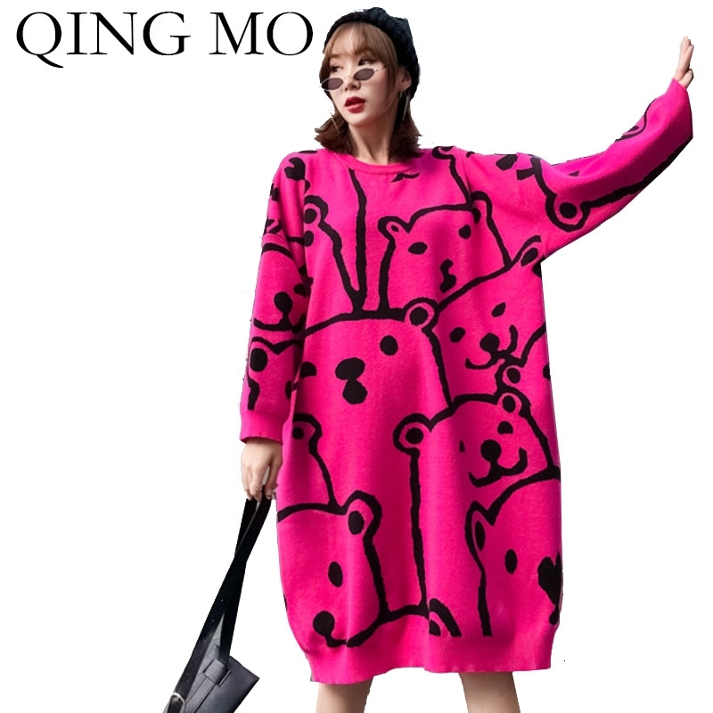 QING MO Autumn Rose Red Coffee Women Pullovers Sweater Dress Women Winter Warm Long Sweater Female Cartoon Sweater ZQY2158 201111
QING MO Autumn Rose Red Coffee Women Pullovers Sweater Dress Women Winter Warm Long Sweater Female Cartoon Sweater ZQY2158 201111
