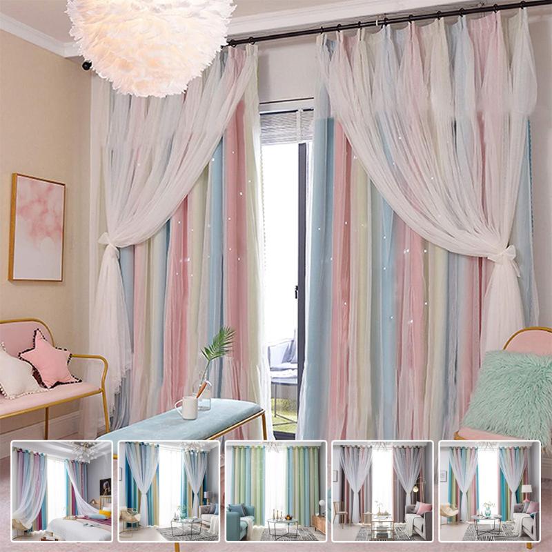 European Style Star-shaped Blackout Curtains Gradient Hollow Double-layer Gauze Gauze Covering Curtains for Living Room, Blue
European Style Star-shaped Blackout Curtains Gradient Hollow Double-layer Gauze Gauze Covering Curtains for Living Room, Blue