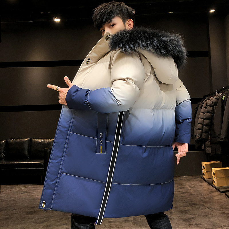 Winter Arrival Gradient Color Long Section Thick Down Cotton Padded Slim Cotton Plus Size Cotton Coat 201128