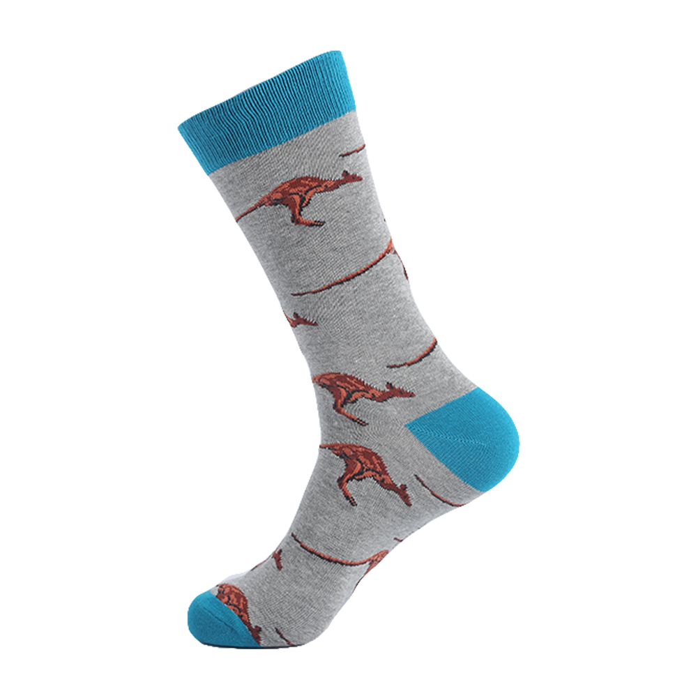 VPM Big Size Cotton Men's Socks Funny Animal Dog Elephant Monkey Sloth Bear Penguin Knee High Long Cool Skate Sock for Men T200916
