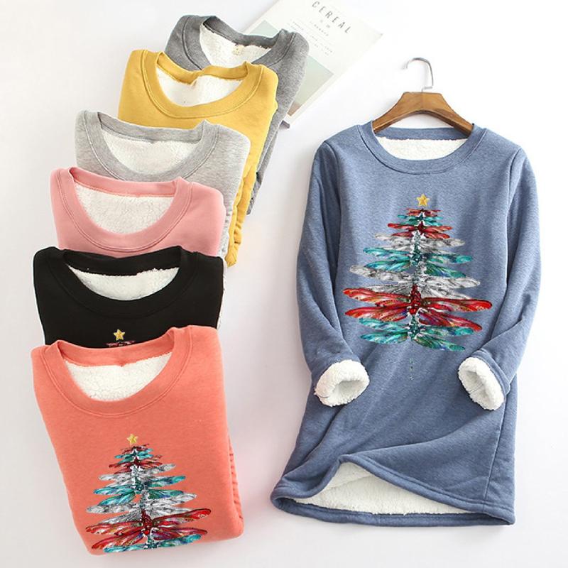 Women Thick Fleece Sweatshirt Christmas Print Velvet Warm O-neck Top Female Flannel Pullover Harajuku Loose Autumn Winter Coat, Blue
Women Thick Fleece Sweatshirt Christmas Print Velvet Warm O-neck Top Female Flannel Pullover Harajuku Loose Autumn Winter Coat, Blue
