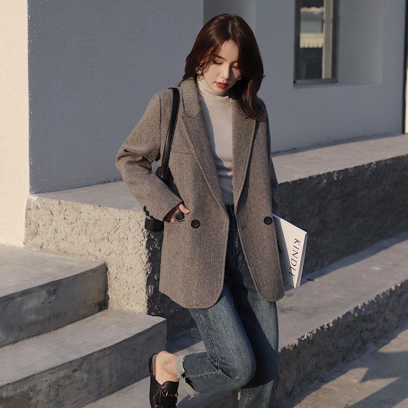 Tweed Plaid Blazer Winter Elegant Autumn Simple Fashion Office Blazer Casual Loose Chaquetas Para Mujer Jacket Women DE50XZ, Grey
Tweed Plaid Blazer Winter Elegant Autumn Simple Fashion Office Blazer Casual Loose Chaquetas Para Mujer Jacket Women DE50XZ, Grey