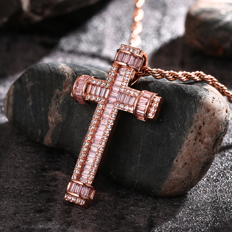 Cubic Zirconia Iced Out Pendants Necklace for Men Women New Hip Hop Bling Micro Paved CZ Stone Rapper Jewelry Rose 18K Real Gold Silver Birthday Gift 