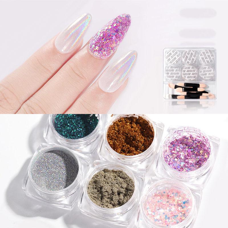 6 Box/Set Magic Nail Powder Mirror Effects Shine Nails Sequins Nails Glitter Pigment Powder Art Decoration Tools 
6 Box/Set Magic Nail Powder Mirror Effects Shine Nails Sequins Nails Glitter Pigment Powder Art Decoration Tools