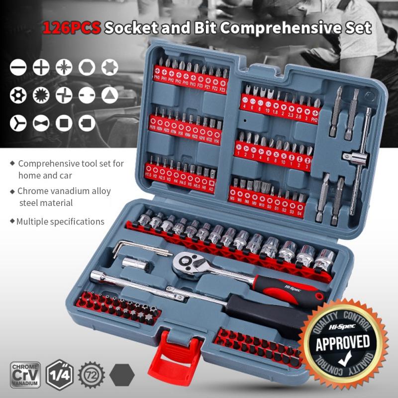 Multi-Function 126pc 1/4 Auto Repair Tool Set Box Bit Screwdriver Spanner Combination Package Hand Tools Kit
Multi-Function 126pc 1/4 Auto Repair Tool Set Box Bit Screwdriver Spanner Combination Package Hand Tools Kit