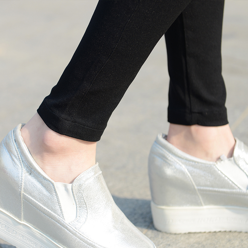 autumn and winter new elastic zipper leggings large size trousers slim black feet women's pencil pants 201103