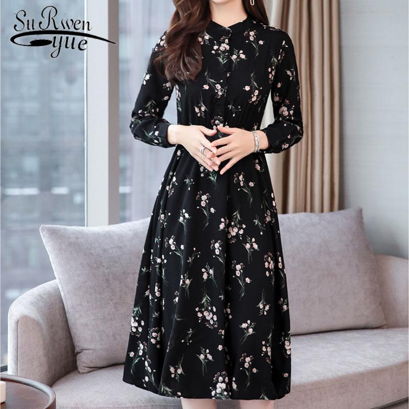 Casual Dresses 2022 Style Vestidos Long Sleeve Women Chiffon Spring Black Flower Boho Button Design Knee Lenght Dress 5081, Black;gray
Casual Dresses 2022 Style Vestidos Long Sleeve Women Chiffon Spring Black Flower Boho Button Design Knee Lenght Dress 5081, Black;gray