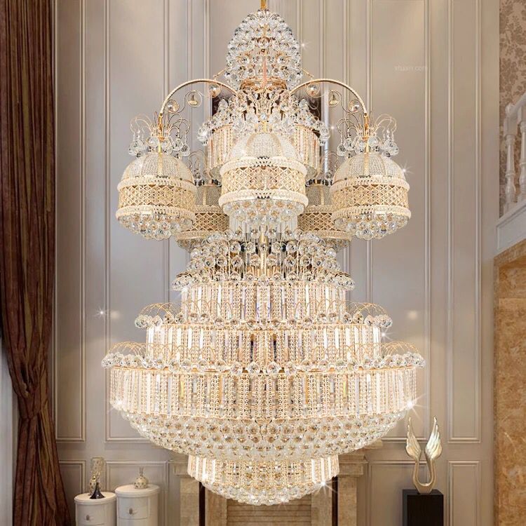 American Big Golden Crystal Chandelier LED Light European Large Luxurious K9 Crystal Chandeliers Lights Fixture Indoor Lighting Dia100cm 120cm