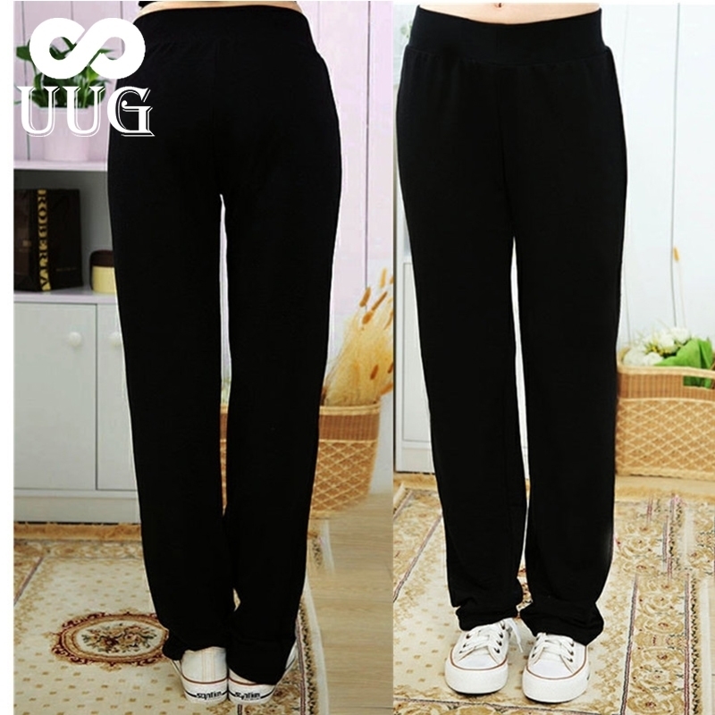UUG Large Size Women's Straight Pants Autumn Elastic High Waist Trousers Plus Size 4xl 3XL XXL Ladies Pants Black Spring Pants 201106