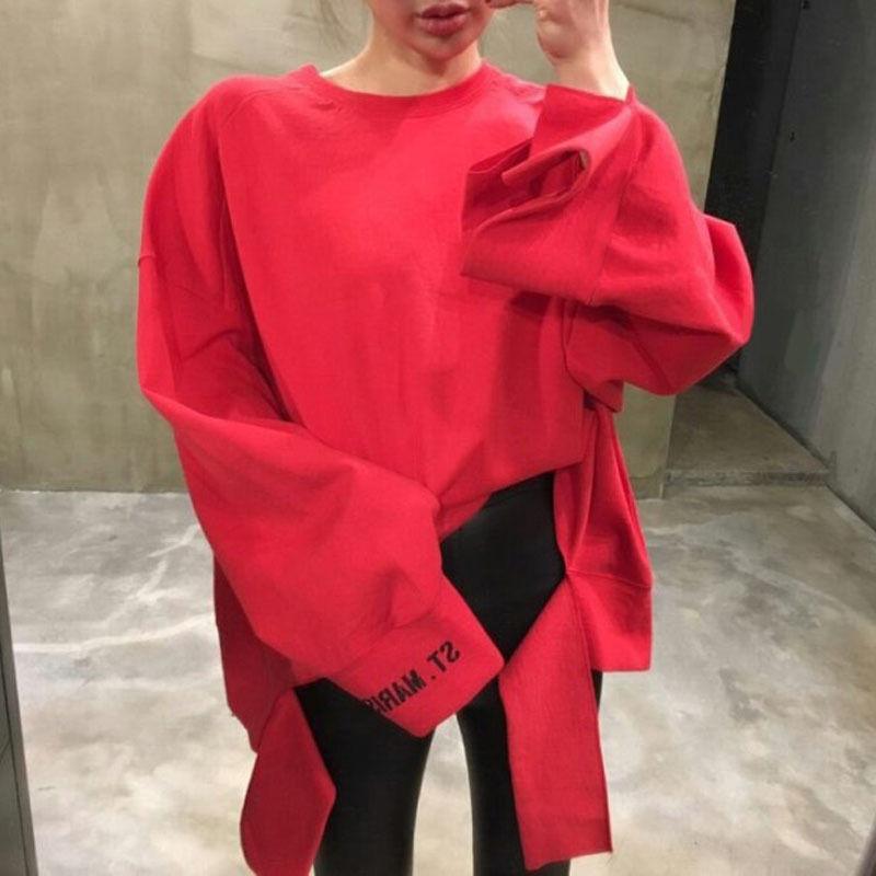 Ladies Fashion White Black Red Long sleeve Spring Sweatshirts Casual Cool Streetwear Kawaii tees Loose Females Tee Clothing
Ladies Fashion White Black Red Long sleeve Spring Sweatshirts Casual Cool Streetwear Kawaii tees Loose Females Tee Clothing