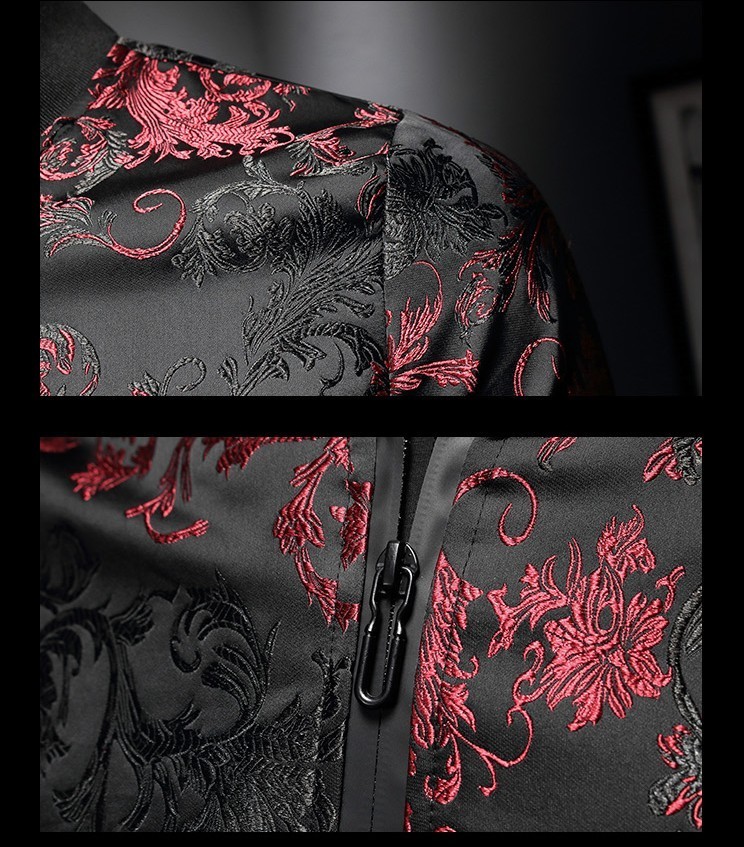 Fashion Men's Floral Jackets Embroidery Flower Stylish Bomber Jacket Men Zipper Pocket Outerwear Coat Male Slim Fit Veste Male 201114