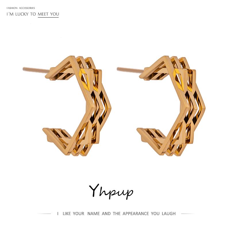 Yhpup Trendy Stainless Steel Metal Geometric Stud Earrings for Women Golden Texture 18 K Earrings Jewelry Gift Orecchini Donna, Golden;silver
Yhpup Trendy Stainless Steel Metal Geometric Stud Earrings for Women Golden Texture 18 K Earrings Jewelry Gift Orecchini Donna, Golden;silver