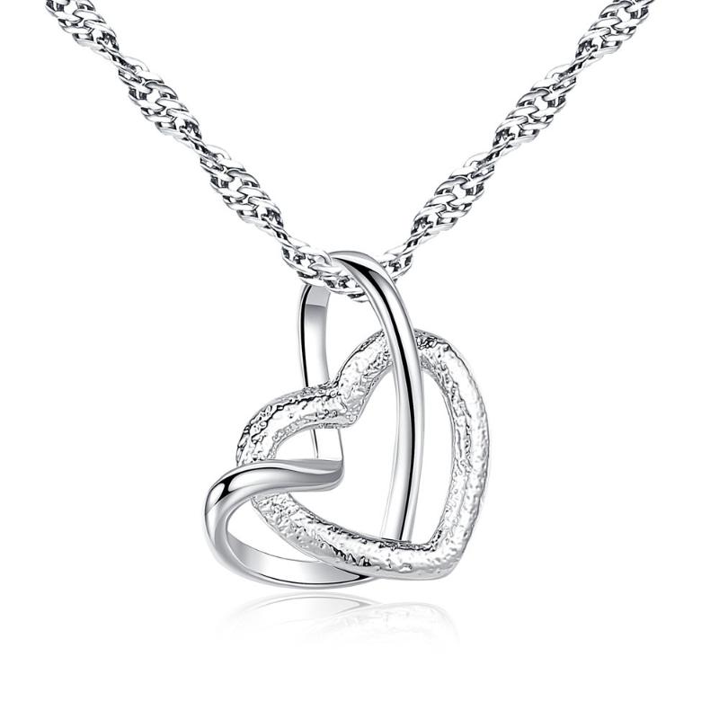 Classic Frosted Double Heart Pendant Necklace Water Wave Chain Silver Color Choker Necklace for Women Birthday Gift Collares
Classic Frosted Double Heart Pendant Necklace Water Wave Chain Silver Color Choker Necklace for Women Birthday Gift Collares