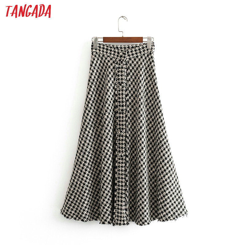 Tangada female plaid midi skirt winter elegant office ladies fashion thick long skirts for women faldas mujer 3H01 Y200326
Tangada female plaid midi skirt winter elegant office ladies fashion thick long skirts for women faldas mujer 3H01 Y200326