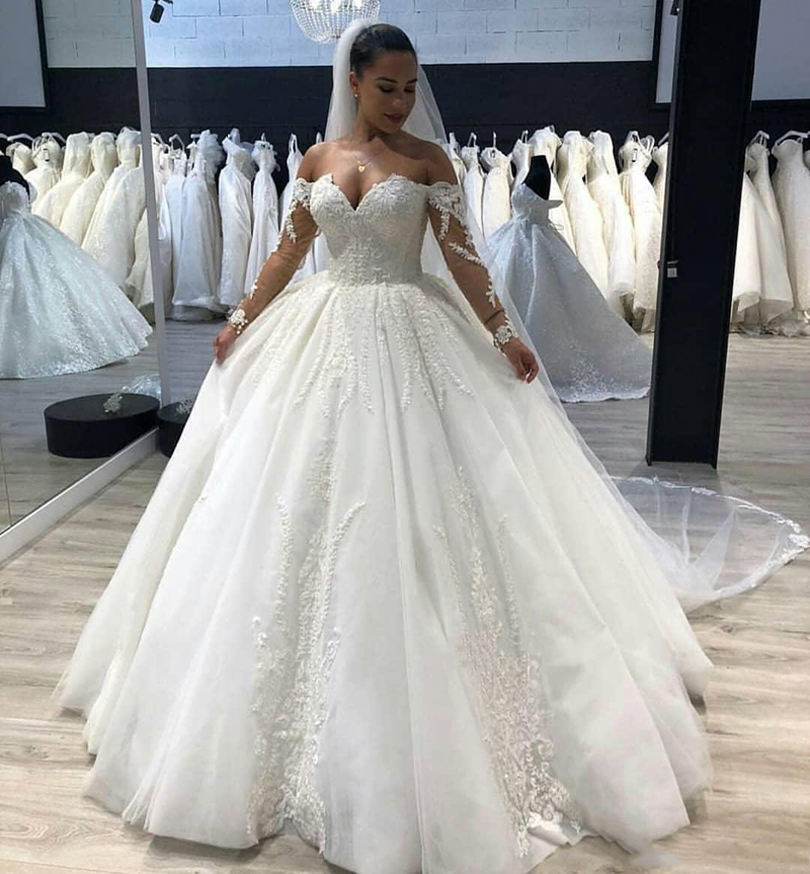 Custom Made Long Sleeves Lace Ball Gown Wedding Dresses 2021 with Appliques Off Shoulder Sweep Train Tulle Sweetheart Wedding Bridal Gowns, Red
Custom Made Long Sleeves Lace Ball Gown Wedding Dresses 2021 with Appliques Off Shoulder Sweep Train Tulle Sweetheart Wedding Bridal Gowns, Red