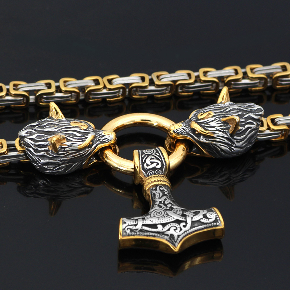 Nordic Celtic Wolf Men's Necklace Viking Wolf Head Stainless Steel Pendant scandinavian Rune Accessories norse Amulet Jewelry Y1220, Silver
Nordic Celtic Wolf Men's Necklace Viking Wolf Head Stainless Steel Pendant scandinavian Rune Accessories norse Amulet Jewelry Y1220, Silver