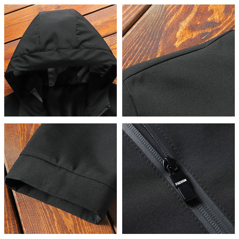 Men's Windbreaker Jacket Solid Hooded With Side Pocket Jackets For Men Winter Casual Bomber Male Jacket Hoodies Chaqueta Hombre 201218