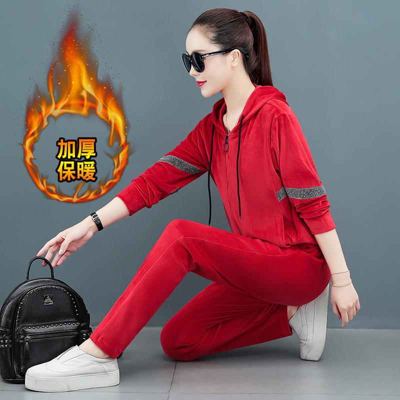 winter women sportswear tracksuit thick velvet warm hooded jacket sweatshirt+pant running jogger fitness casual set sport suit, Black
winter women sportswear tracksuit thick velvet warm hooded jacket sweatshirt+pant running jogger fitness casual set sport suit, Black
