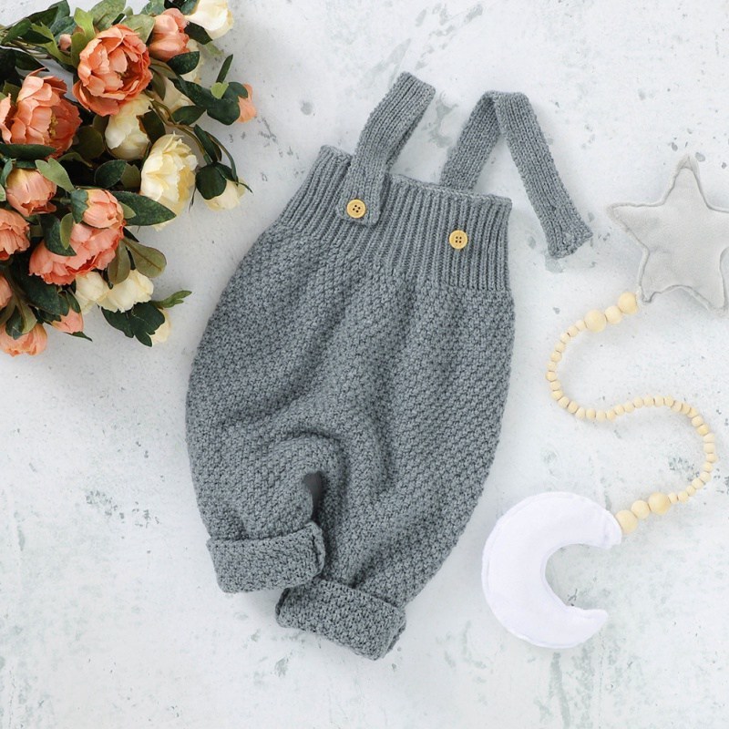 Baby Knitting Rompers Autumn Overalls Newborn Sleeveless Solid Jumpsuit Girls Boys Clothes Baby Winter Romper Elastic Suspenders 201028
