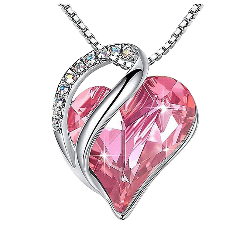 Love Heart Austrian Crystal Heart Pendent Necklace for Women Shiny Friendship Birthday Stone Necklace Nice Wedding Bride Jewelry Gift