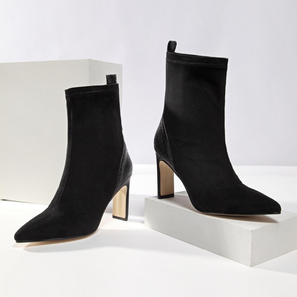 2020 Short black suede boots size women's shoes pointed Big toe 10cm High heels ENBP
2020 Short black suede boots size women's shoes pointed Big toe 10cm High heels ENBP