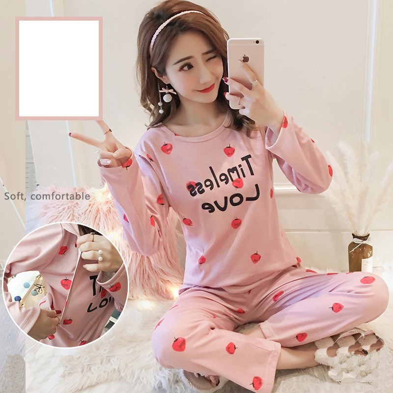 2020 Autumn Maternity Pajamas Breastfeeding Pregnant Women Nursing Pajama Set Top Pants Sleepwear Pregnancy Nightgown Clothes LJ201114