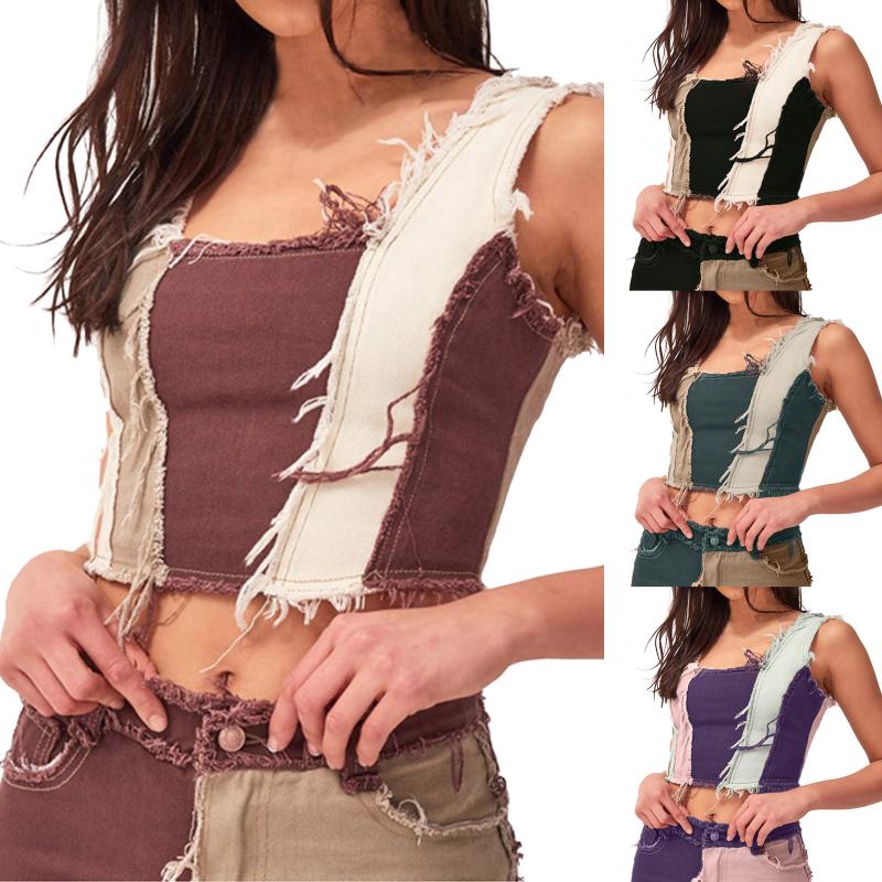 Women' Stitching Denim Cropped Retro Zipper Vest Cotton Cloth Summer Tanks Fashion Ladies Hippop Short Slim Sleeveless Clothes, Black
Women' Stitching Denim Cropped Retro Zipper Vest Cotton Cloth Summer Tanks Fashion Ladies Hippop Short Slim Sleeveless Clothes, Black