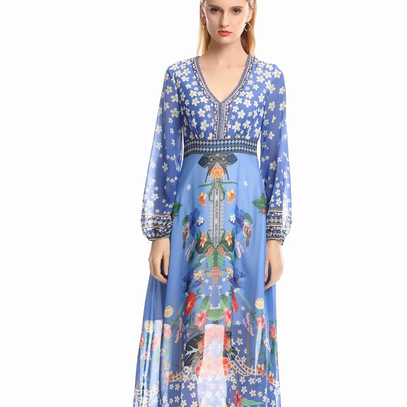 Runway Designer Imprint of Vintage Sexy Flowers Low-down v Ethnic Style Dress Long in High Quality Elegant Fzrh, Blue
Runway Designer Imprint of Vintage Sexy Flowers Low-down v Ethnic Style Dress Long in High Quality Elegant Fzrh, Blue