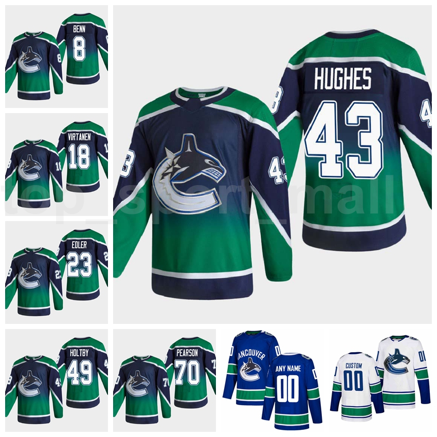 Reverse Retro Vancouver Canucks Ice Hockey 43 Quinn Hughes Jersey 70 Tanner Pearson 18 Jake Virtanen 49 Braden Holtby 23 Alexander Edler, Black;red
Reverse Retro Vancouver Canucks Ice Hockey 43 Quinn Hughes Jersey 70 Tanner Pearson 18 Jake Virtanen 49 Braden Holtby 23 Alexander Edler, Black;red