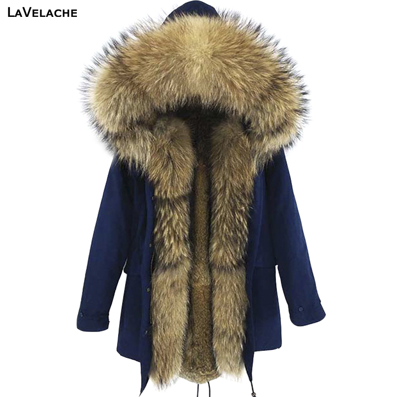 LaVelache New Winter Real Fox Fur Coat Long Parka Men Real Rabbit Fur Liner Natural Fur Collar Hooded Thick Warm Male Jacket 201204