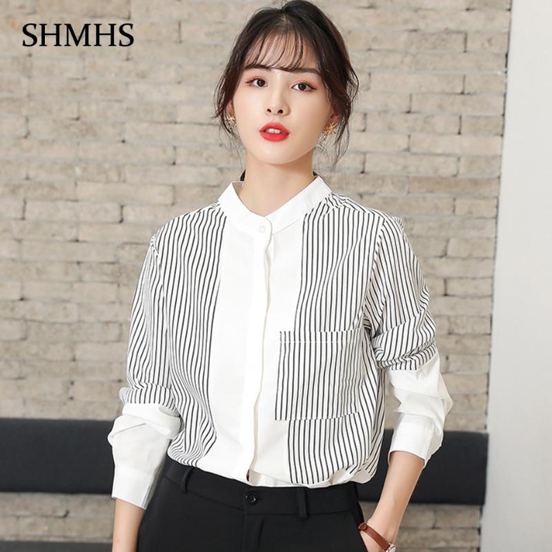 Elegant Women' Shirt 2021 Spring White Temperament tand-Collar Hidden Single-Breasted Simple Black Stripes Office Lady Blouse, Shm349y
Elegant Women' Shirt 2021 Spring White Temperament tand-Collar Hidden Single-Breasted Simple Black Stripes Office Lady Blouse, Shm349y