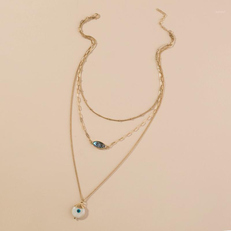 Bohemian Three Layer Gold Evil Eyes Choker Pendant Necklace For Women1