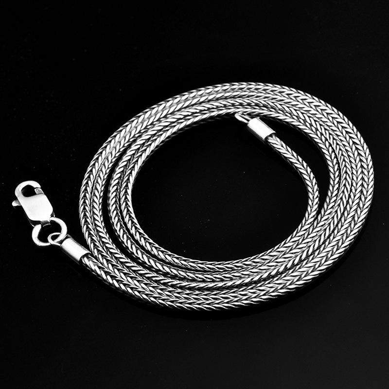 Pure 925 Sterling Silver Weave Necklace Thai Silver Tail Chain Necklace Men Women Personalized Retro Jewelry Gift 2.8mm
Pure 925 Sterling Silver Weave Necklace Thai Silver Tail Chain Necklace Men Women Personalized Retro Jewelry Gift 2.8mm