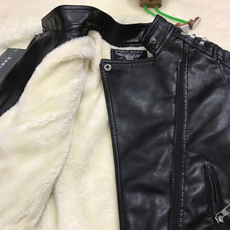 Children's Leather Jackets New Autumn Winter Boy's Rivets PU Leather Jacket Fashion Kids Coats 201126