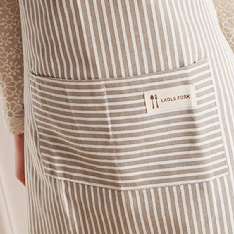 Fashion Stripe Kitchen Apron Woman Antifoul Cooking Aprons Accessories Cotton Linen Bibs Cafe Restaurant Flower Shop Overalls WLY BH4598