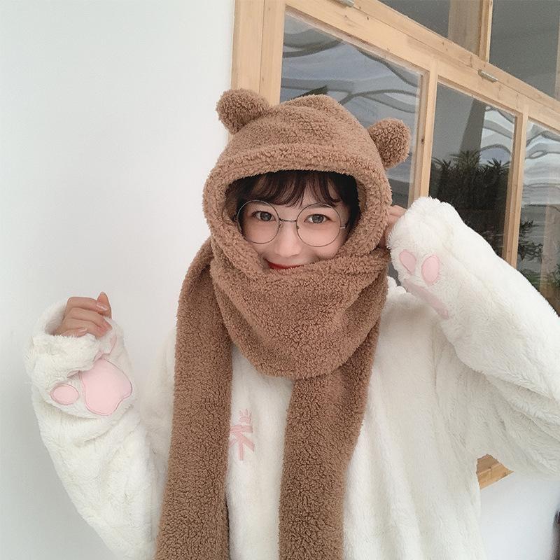 2020 Winter Women Novelty Caps Warm Cute Bear Ear Hat Casual Plush Hat Scarf Gloves Set Casual Solid Fleece Women Caps, White
2020 Winter Women Novelty Caps Warm Cute Bear Ear Hat Casual Plush Hat Scarf Gloves Set Casual Solid Fleece Women Caps, White