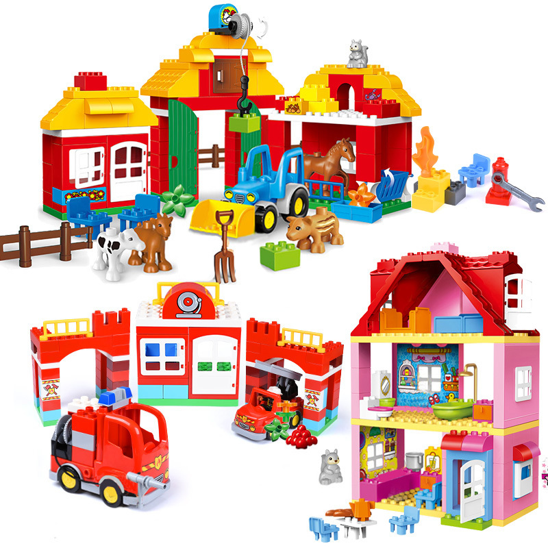 Classic Princess Big Size Compatible Duploed Building Block Family House Construction Building Blocks DIY Brick Toy For Children Y1130